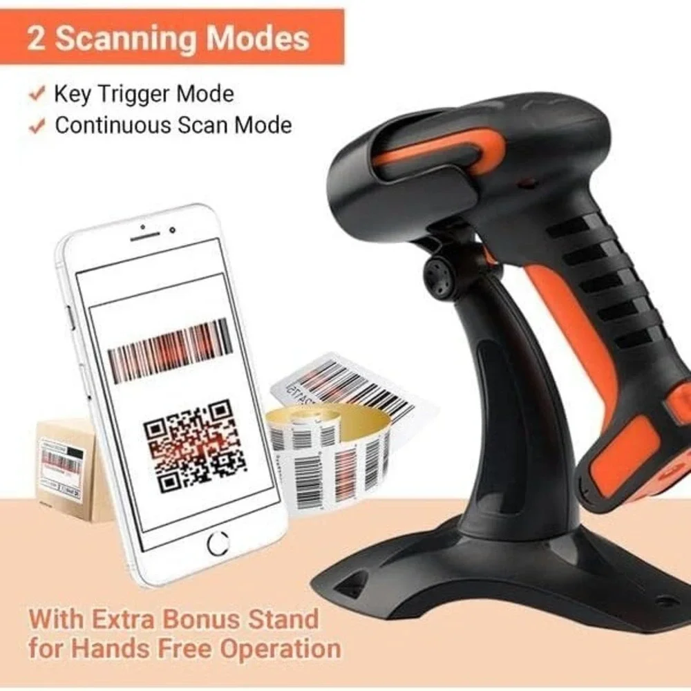Tera Industrial Barcode Scanner – Wireless 2.4G + Bluetooth – 1D/2D/QR Code Read